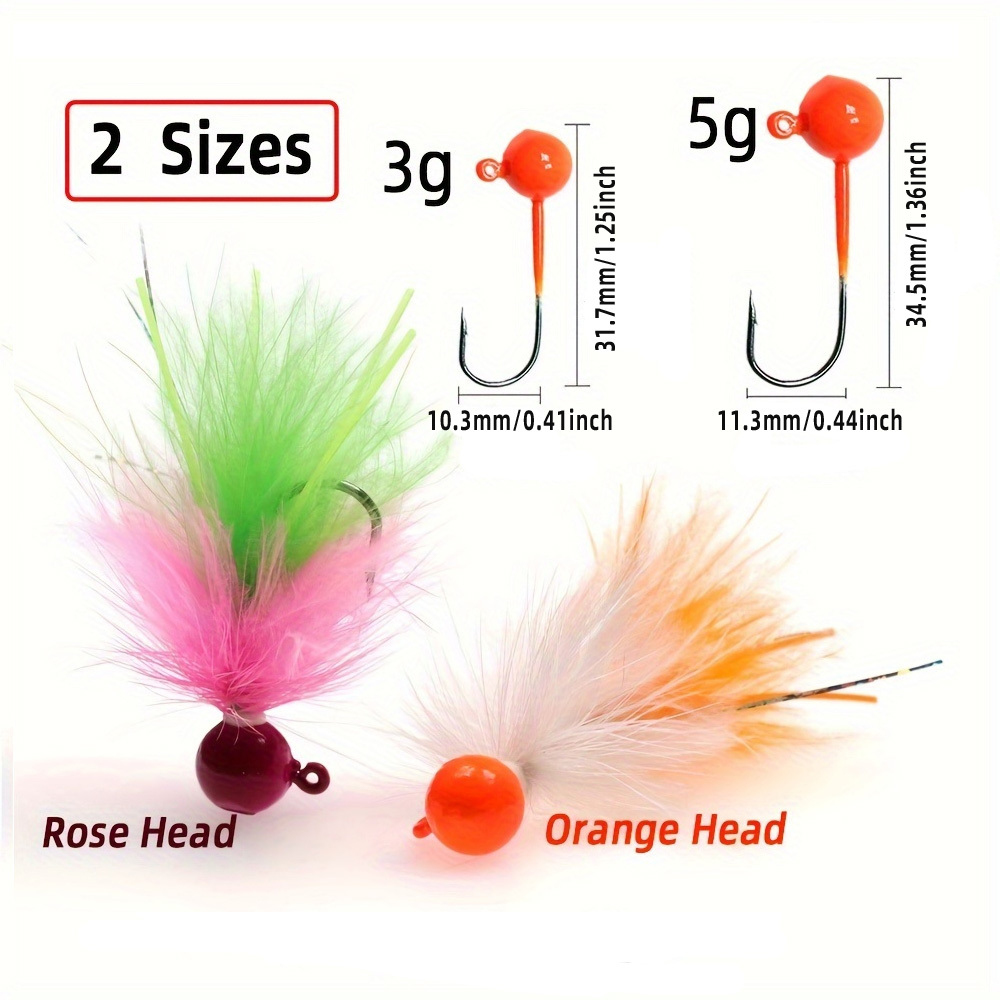 3g,5g  Fluorescent Marabou Crappie Jig Head ICE Fishing Fly Fishing Lure