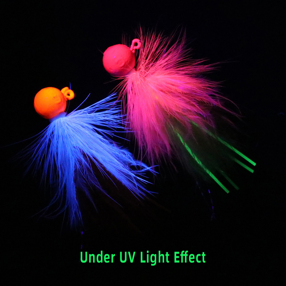 3g,5g  Fluorescent Marabou Crappie Jig Head ICE Fishing Fly Fishing Lure