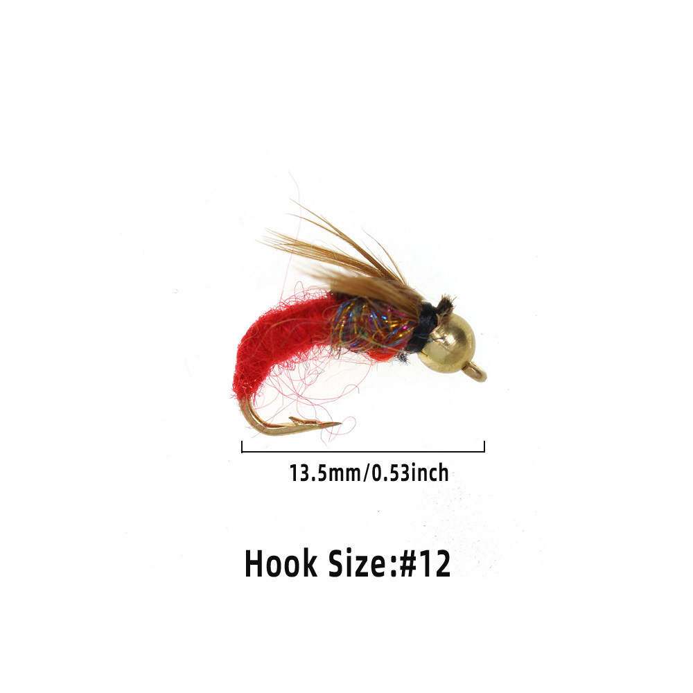 12# Brass Bead Head Caddis Nymph Fishing Flies