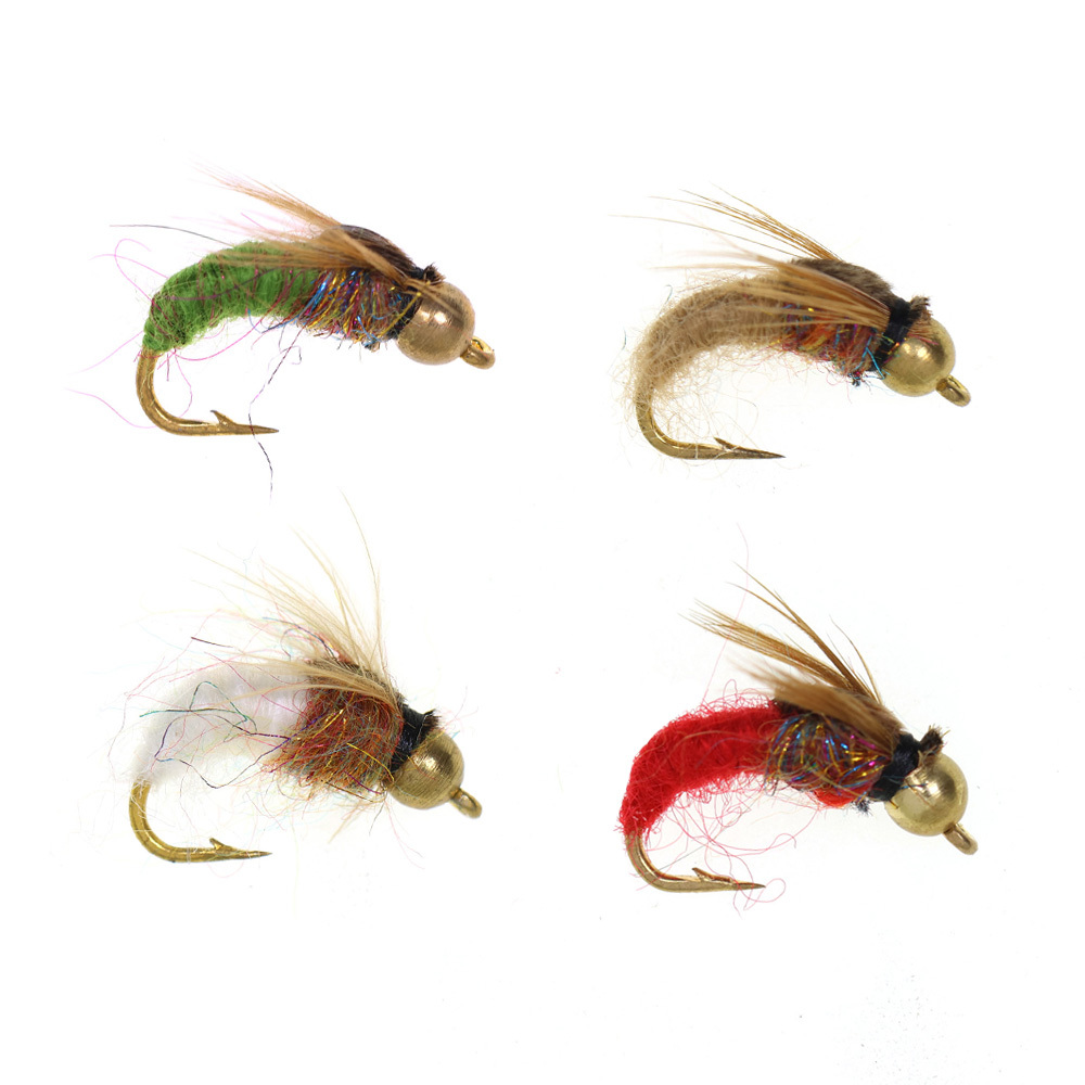 12# Brass Bead Head Caddis Nymph Fishing Flies