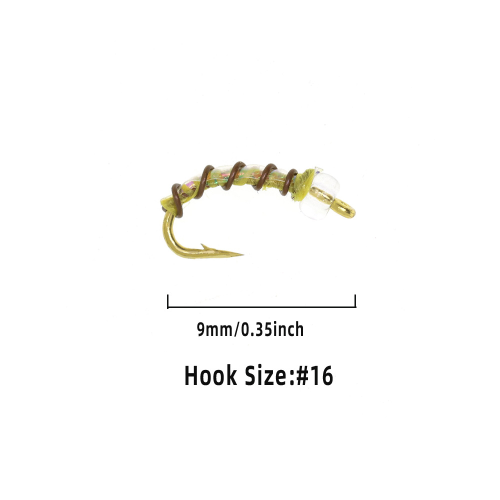#16 Beadhead Zebra Midge Caddis Larva Fly