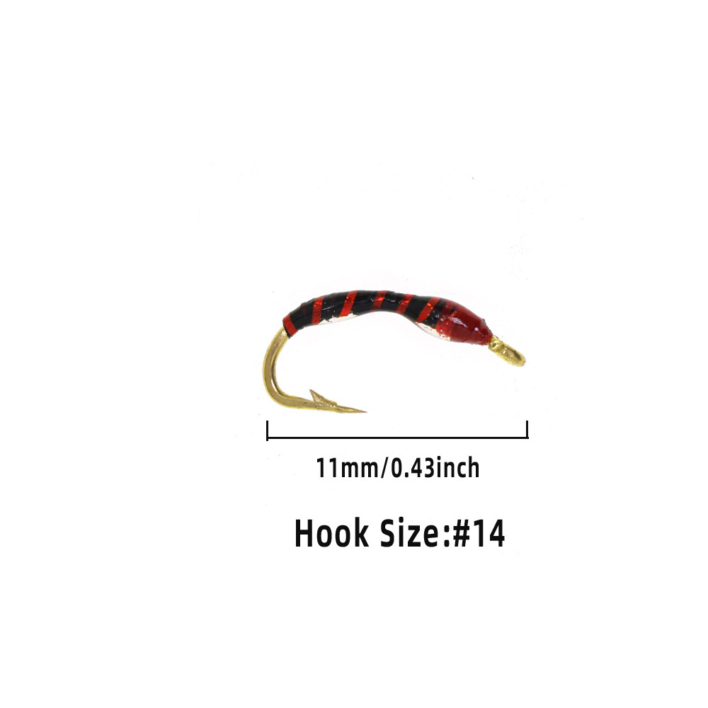#14 Zebra Midge Caddis Larva Fly