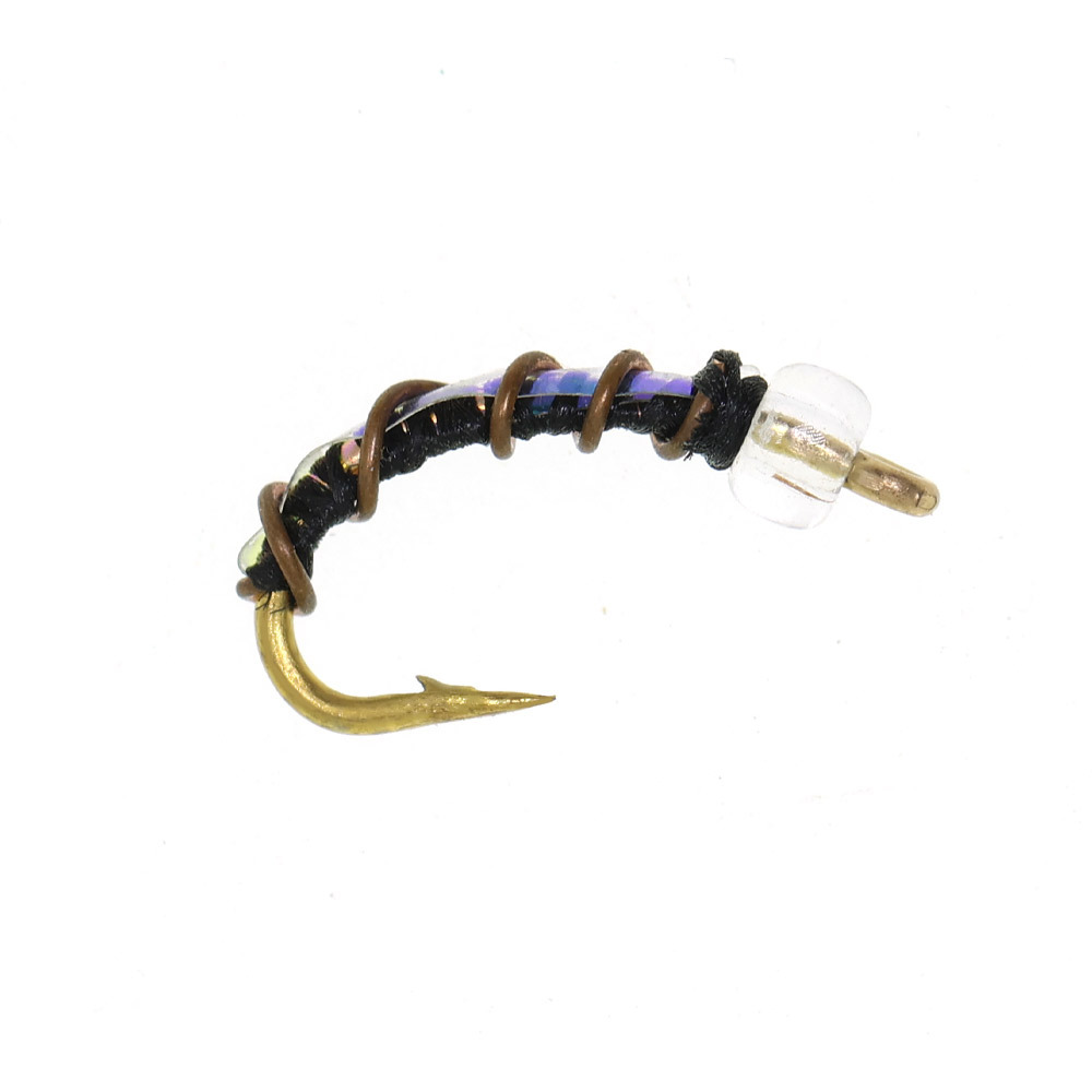 #16 Beadhead Zebra Midge Caddis Larva Fly
