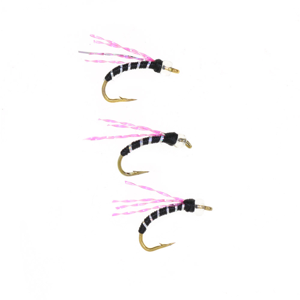 #14 Beadhead Zebra Midge Caddis Larva Fly