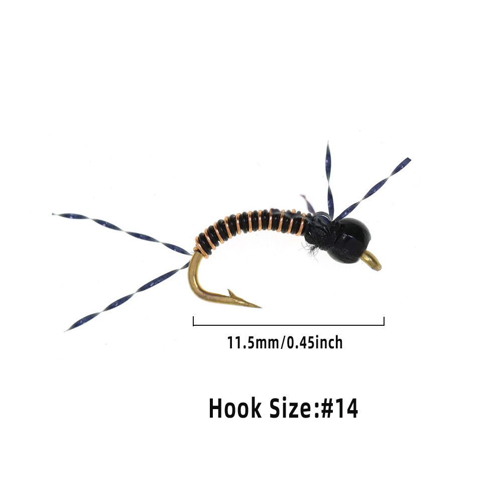 #14 Beadhead Copper Wire Midge Nymph Fly