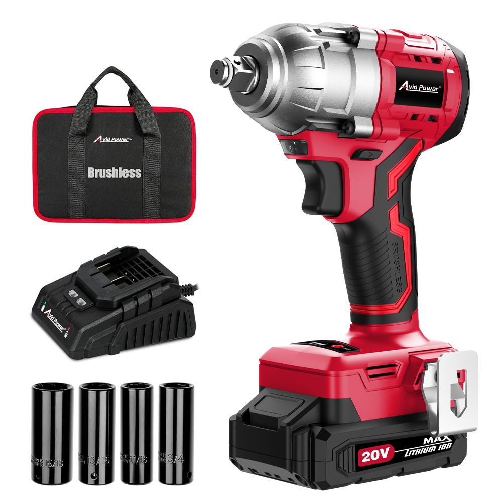 Avid Power 20V Brushless Cordless Impact Wrench 500Nm 1/4 Inch Variable 3-Speed Power Compact Impact Gun