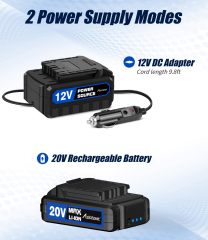 AVID POWER Cordless Tire Inflator Portable Air Compressor Rechargeable Battery Powered 20V/12V DC Car Tire Pump Blue