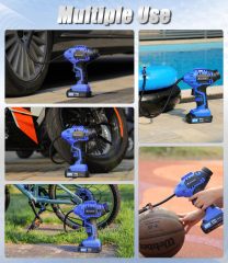 AVID POWER Cordless Tire Inflator Portable Air Compressor Rechargeable Battery Powered 20V/12V DC Car Tire Pump Blue