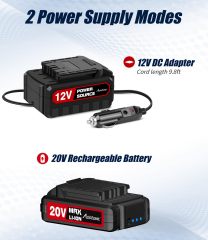 AVID POWER Cordless Tire Inflator Portable Air Compressor Rechargeable Battery Powered 20V/12V DC Car Tire Pump Red