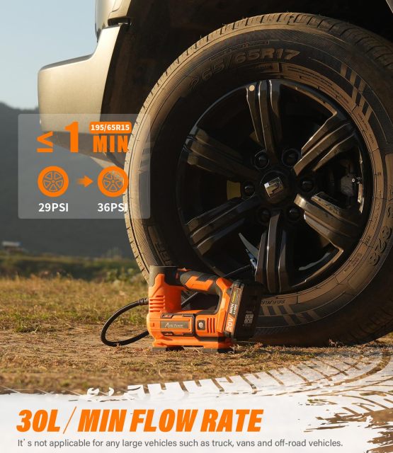 AVID POWER Tire Inflator Portable Air Compressor 20V Cordless Rechargeable Battery Car Tire Pump