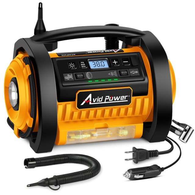 AVID POWER Tire Inflator Portable Air Compressor 12V DC/120V AC Car Tire Pump with Inflation and Deflation Modes