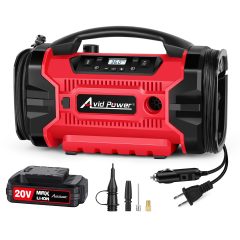 AVID POWER Tire Inflator Portable Air compressor 110V AC/12V DC/20V Battery Air Pump with Deflation Modes