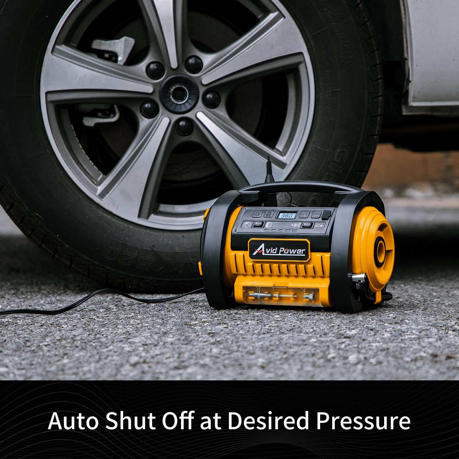 AVID POWER Tire Inflator Portable Air Compressor 12V DC/120V AC Car Tire Pump with Inflation and Deflation Modes