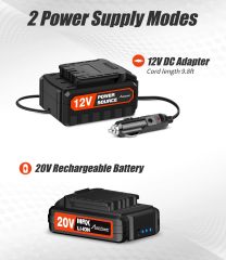 AVID POWER Cordless Tire Inflator Portable Air Compressor Rechargeable Battery Powered 20V/12V DC Car Tire Pump Orange