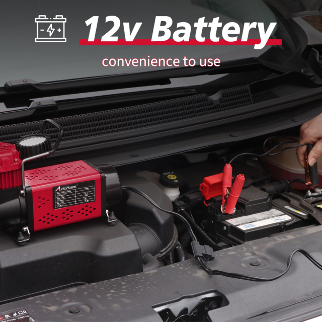 Avid Power Dual Cylinder Heavy Duty Tire Inflator Air Compressor 70L/Min Auto Air Pump with DC 12V Battery Clamp