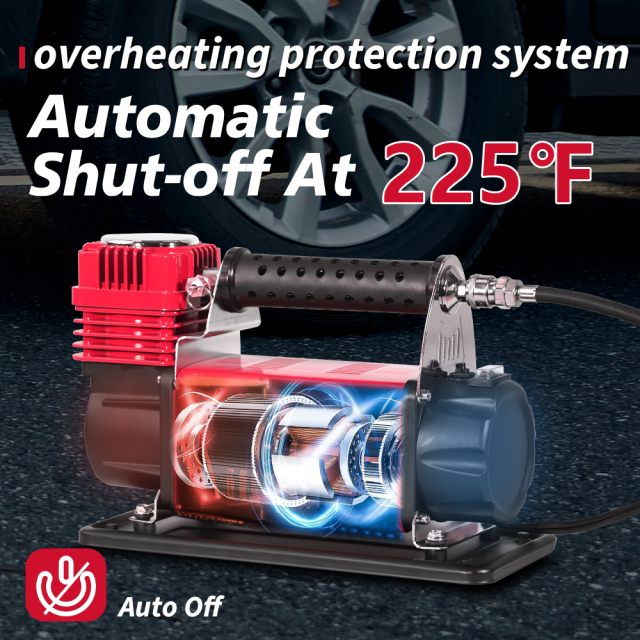 Avid Power Heavy Duty Tire Inflator Air Compressor 160L/Min Fast Inflation Car Air Pump with DC 12V Battery Clamp