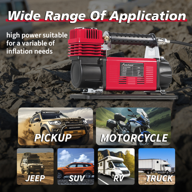 Avid Power Heavy Duty Tire Inflator Air Compressor 160L/Min Fast Inflation Car Air Pump with DC 12V Battery Clamp
