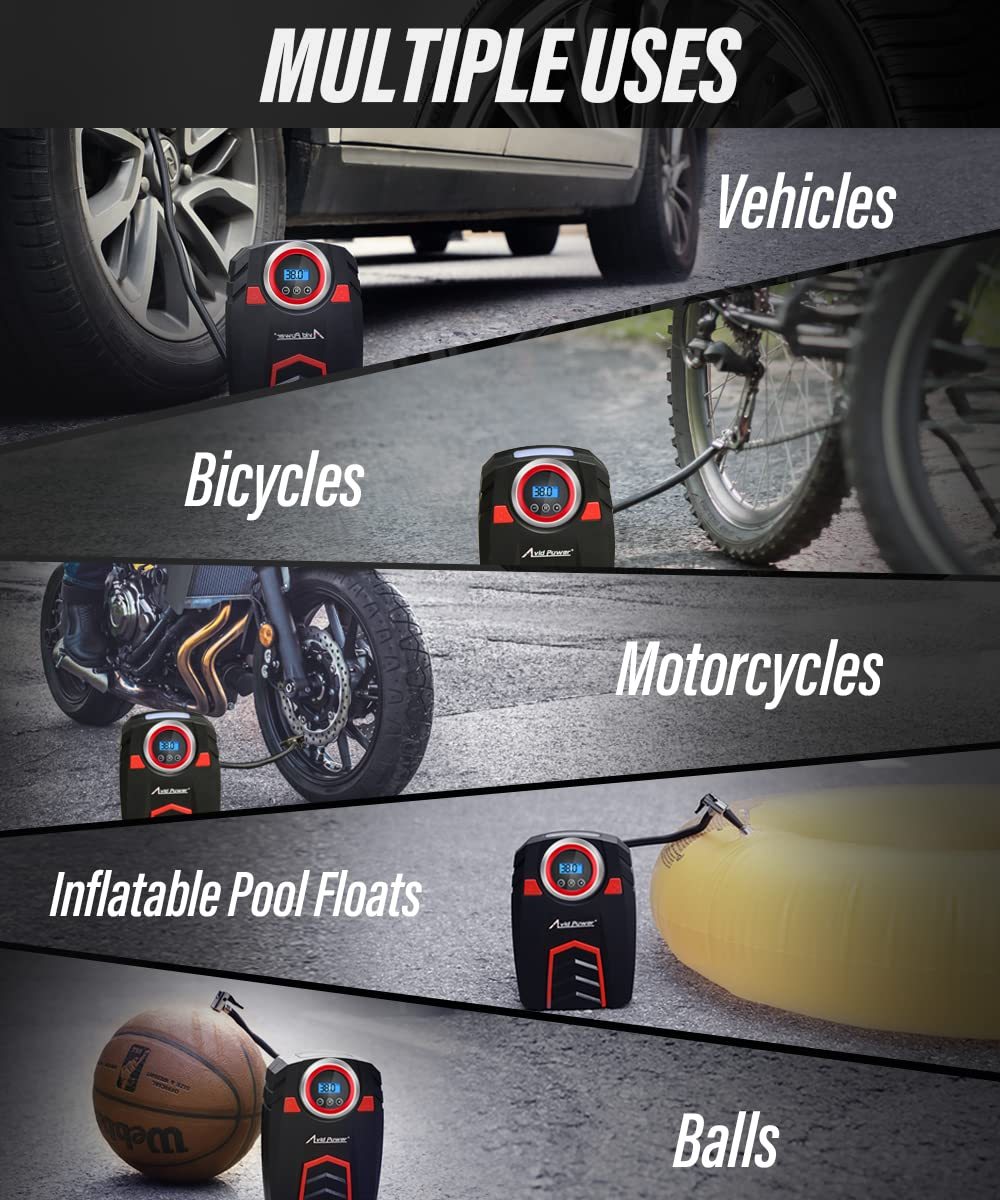Avid Power Tire Inflator Portable Air Compressor DC 12V/120V/220V Digital Car Air Pump Automatic Tire Inflators