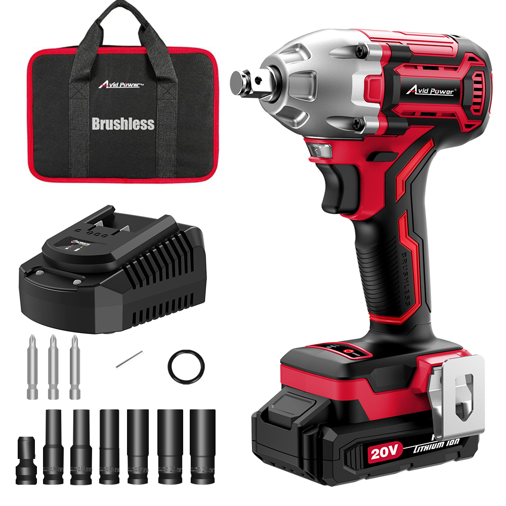 Avid Power 20V Brushless Cordless Impact Wrench 350Nm 1/2 Inch Variable 3-Speed Power Compact Impact Gun