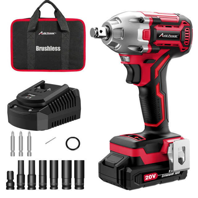 Avid Power 20V Brushless Cordless Impact Wrench 350Nm 1/2 Inch Variable 3-Speed Power Compact Impact Gun