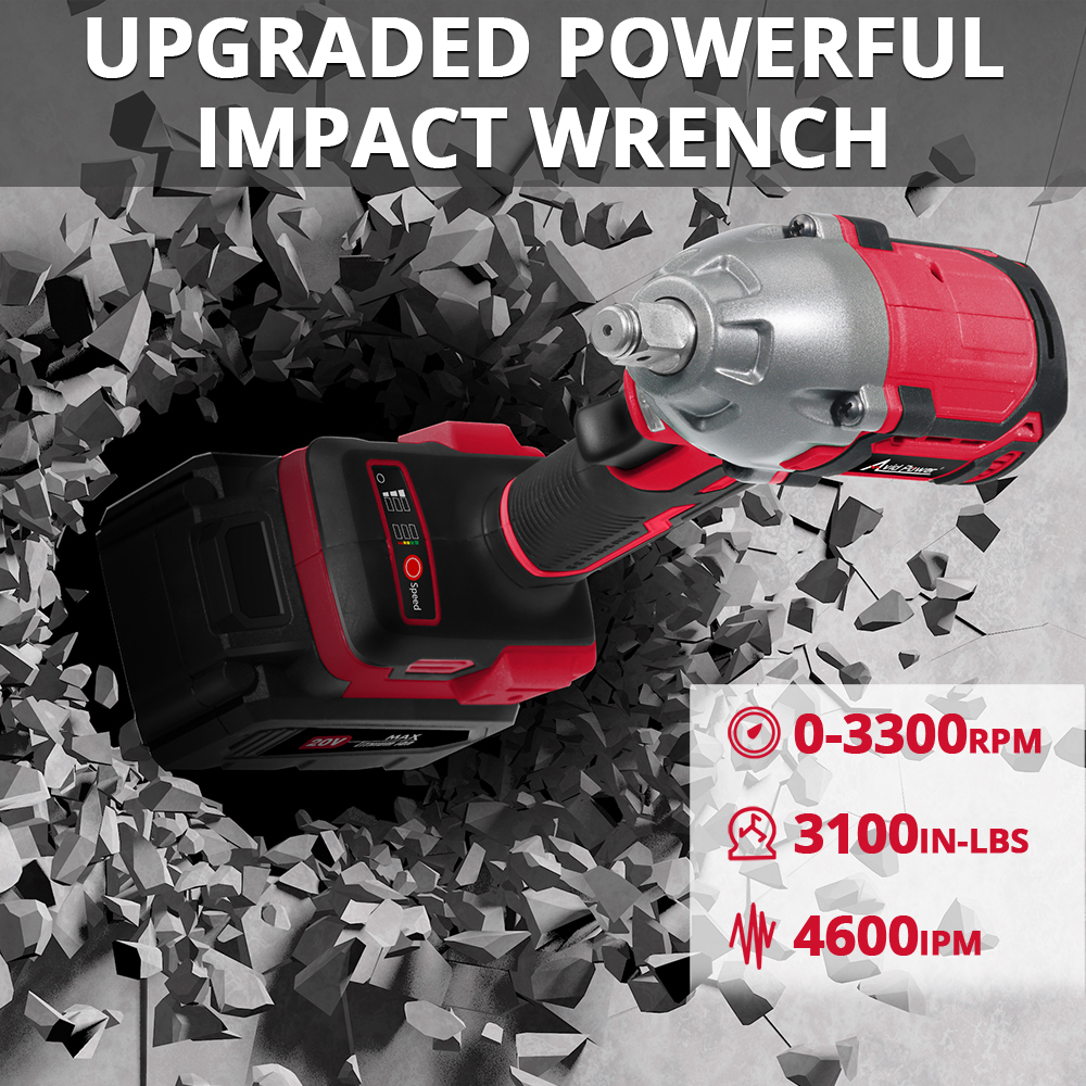 Avid Power 20V Brushless Cordless Impact Wrench 350Nm 1/2 Inch Variable 3-Speed Power Compact Impact Gun