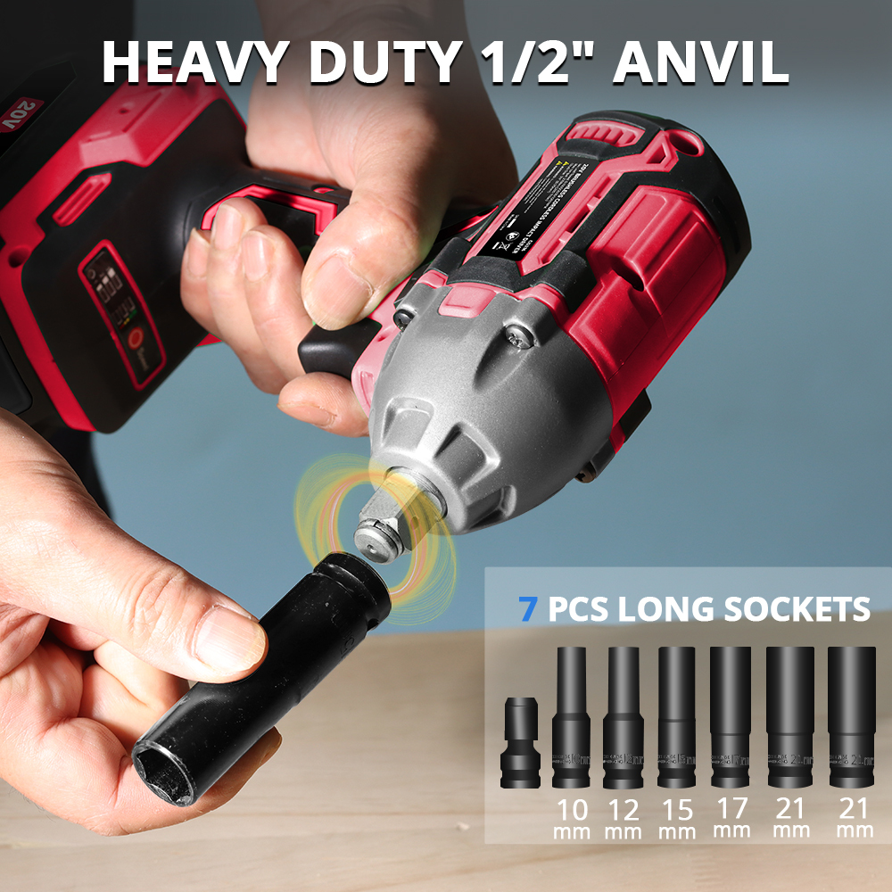 Avid Power 20V Brushless Cordless Impact Wrench 350Nm 1/2 Inch Variable 3-Speed Power Compact Impact Gun