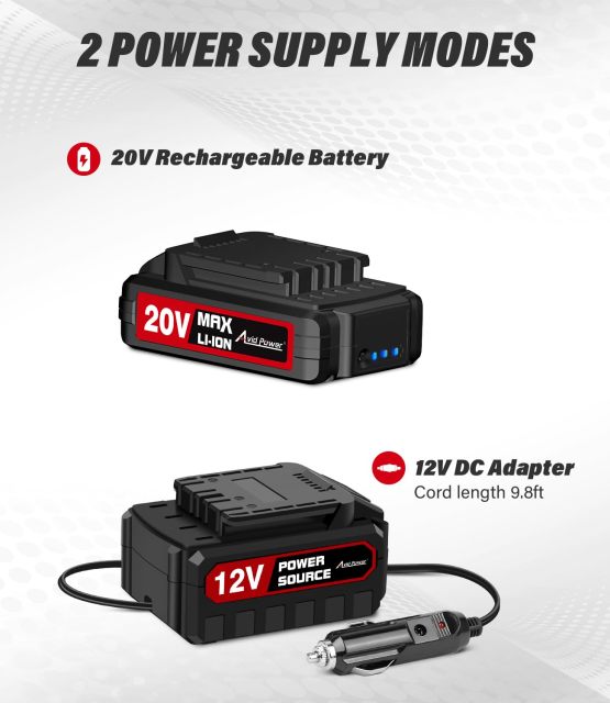 Avid Power 20V Cordless Tire Inflator Portable Air Compressor 150 PSI Car Air Pump with Digital Pressure Gauge