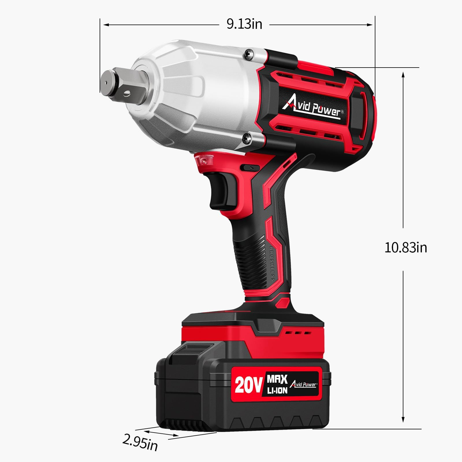 Avid Power 20V Brushless Impact Wrench 1000Nm High Torque 1/2 Inch or 3/4 Inch Variable Speed Powerful Impact Gun