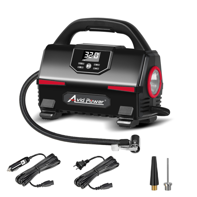Avid Power Portable Tire Inflator Air Compressor with Digital Gauge DC 12V/120V/220V Air Pump Auto Car Tire Inflators