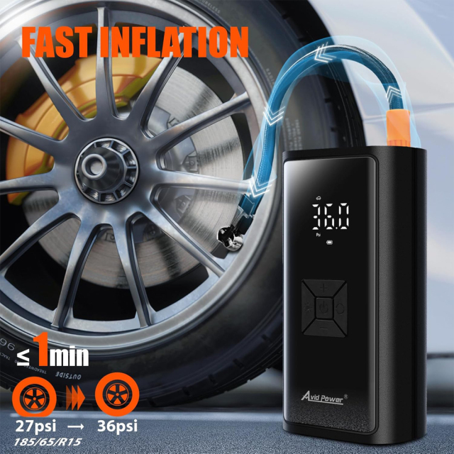 Avid Power Cordless Tire Inflator Portable Air Compressor Battery Powered Car Small Air Pump with Digital Gauge