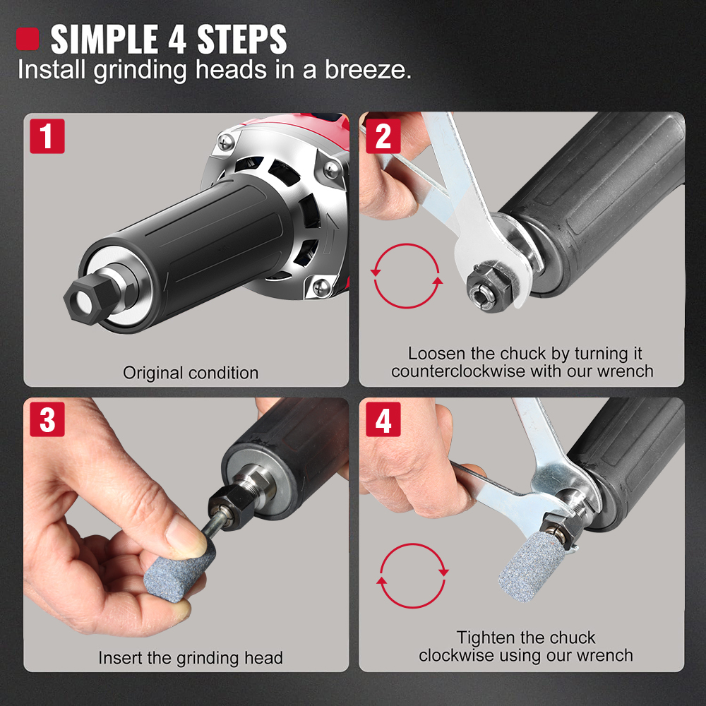 Avid Power 20V Heavy Duty Brushless Cordless Die Grinder Variable Speed 26000RPM 4.0Ah Battery Powered Grinder Tool