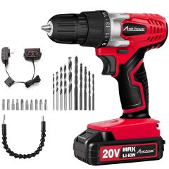 AVID POWER 20V MAX Lithium lon Cordless Drill Set 3/8" Keyless Chuck Variable Speed Battery Power Drill Kit