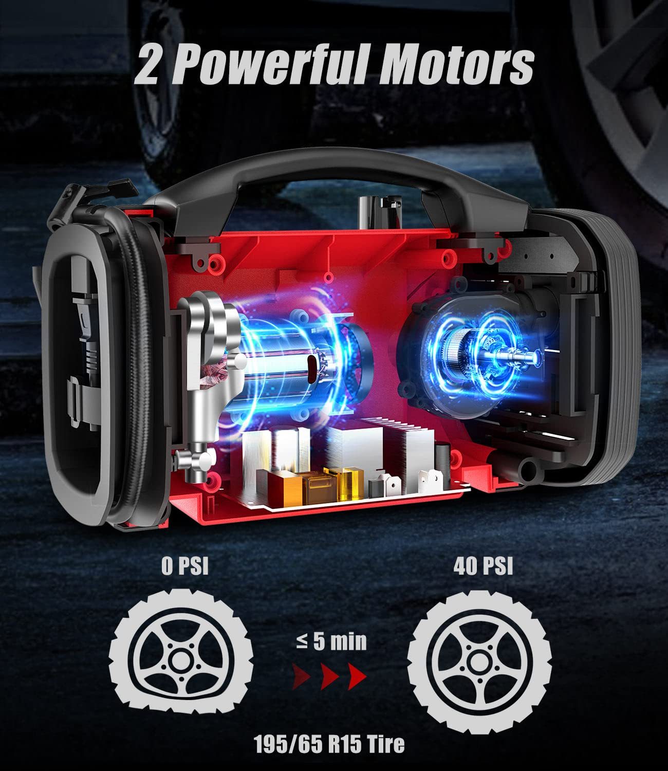 Avid Power 20V Cordless Tire Inflator Portable Air Compressor 3-Way Power Air Pump Auto Car Inflator and Deflator