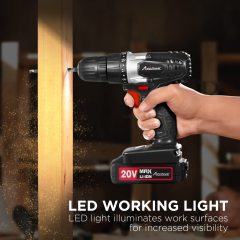AVID POWER 20V MAX Lithium lon Cordless Drill Set 3/8" Keyless Chuck Variable Speed Battery Power Drill Kit