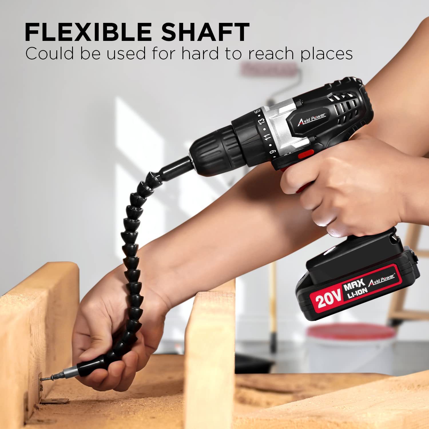 AVID POWER 20V MAX Lithium lon Cordless Drill Set 3/8" Keyless Chuck Variable Speed Battery Power Drill Kit