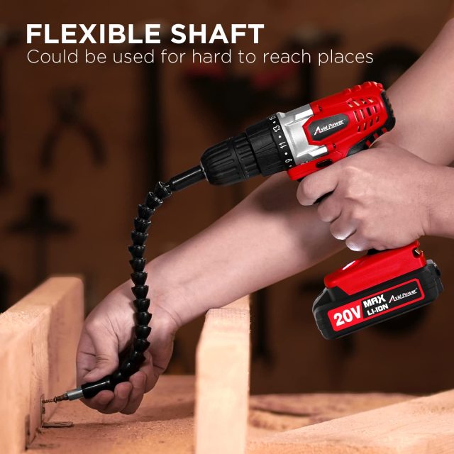 AVID POWER 20V MAX Lithium lon Cordless Drill Set 3/8" Keyless Chuck Variable Speed Battery Power Drill Kit