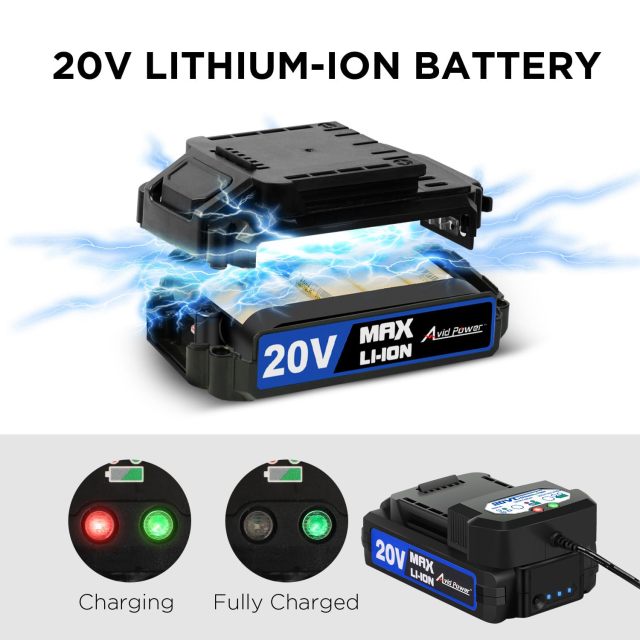 AVID POWER 20V MAX Lithium lon Cordless Drill Set 3/8" Keyless Chuck Variable Speed Battery Power Drill Kit