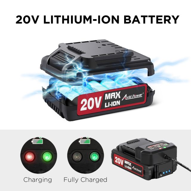 AVID POWER 20V MAX Lithium lon Cordless Drill Set 3/8" Keyless Chuck Variable Speed Battery Power Drill Kit