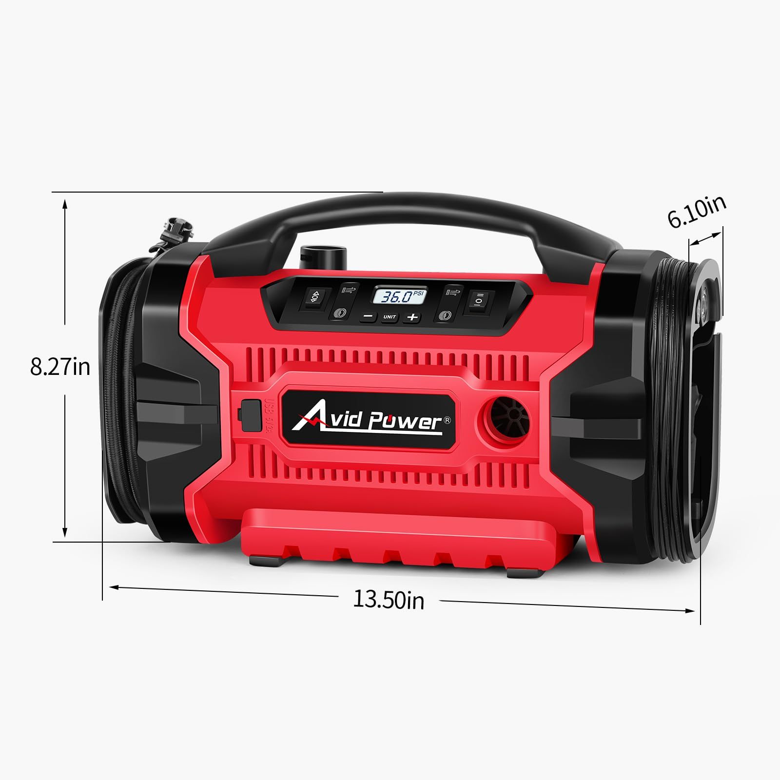 Avid Power 20V Cordless Tire Inflator Portable Air Compressor 3-Way Power Air Pump Auto Car Inflator and Deflator