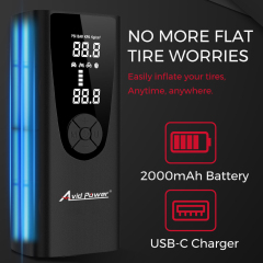 Avid Power Cordless Portable Tire Inflator Air Compressor Battery Powered Car Small Air Pump with Digital Gauge
