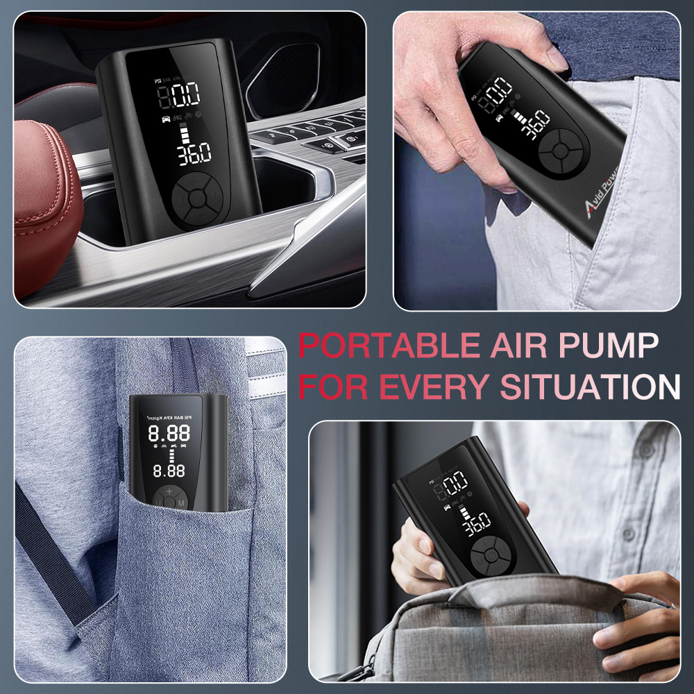 Avid Power Cordless Portable Tire Inflator Air Compressor Battery Powered Car Small Air Pump with Digital Gauge