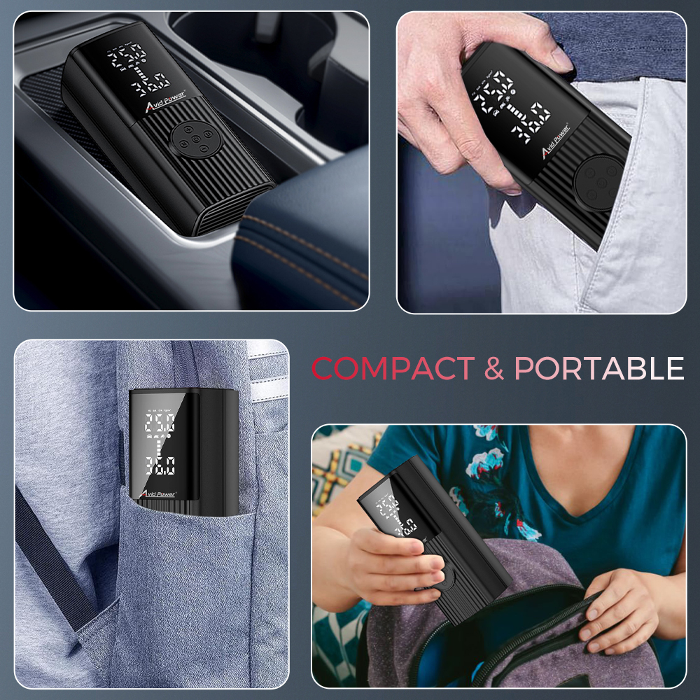 Avid Power Cordless Tire Inflator Portable Air Compressor with Digital Gauge 150PSI Air Pump for Car Motorcycle Bike