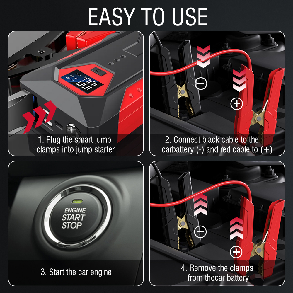 Avid Power Portable Jump Starter  800A Peak Car Booster Pack 12V Truck SUV Car Battery Charger Power Bank