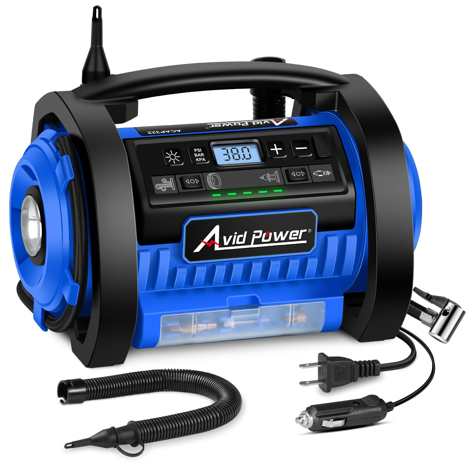 AVID POWER Tire Inflator Portable Air Compressor 12V DC/120V AC Car Tire Pump with Inflation and Deflation Modes