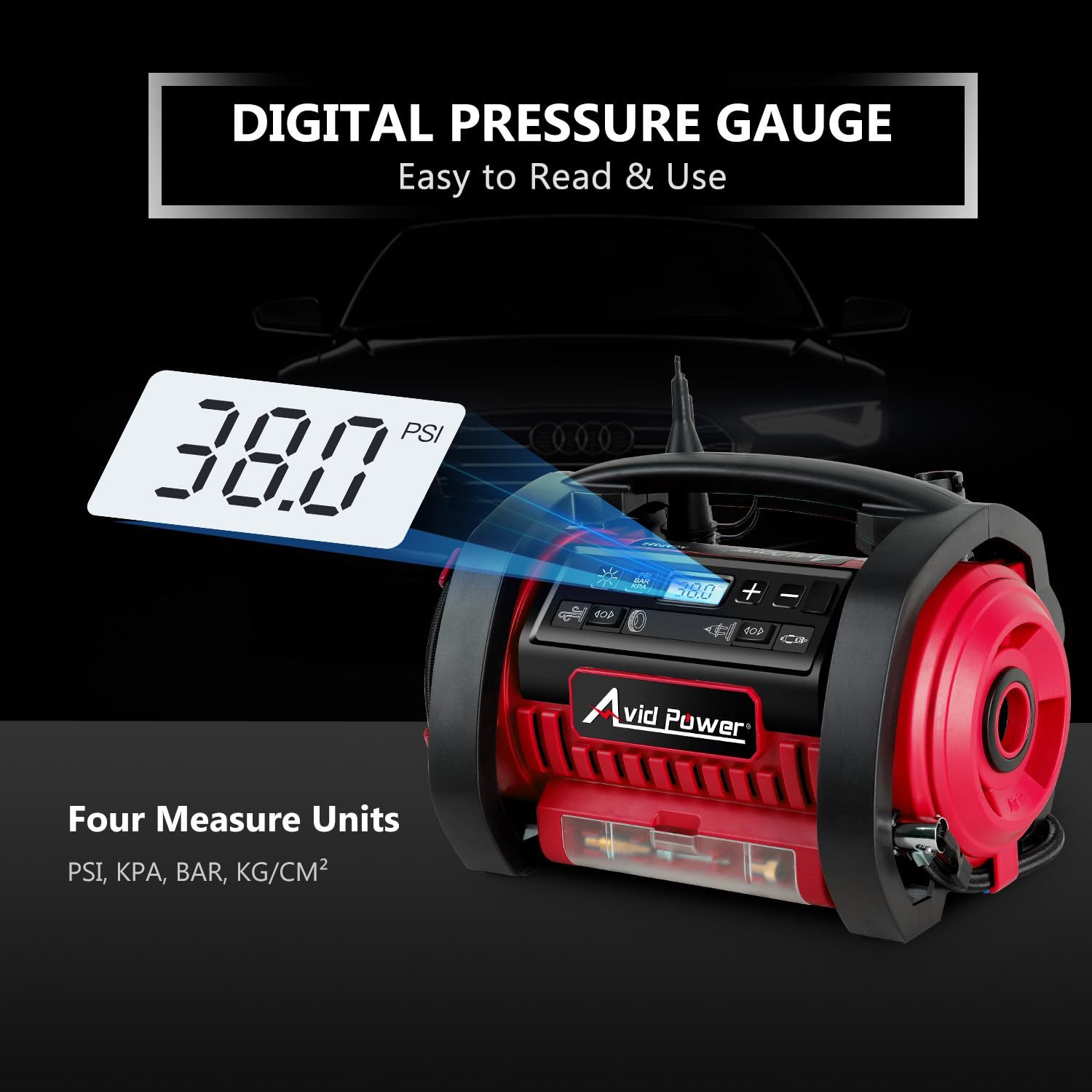 AVID POWER Tire Inflator Portable Air Compressor 12V DC/120V AC Car Tire Pump with Inflation and Deflation Modes