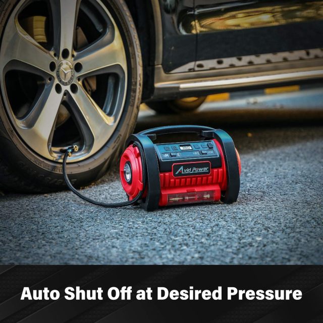 AVID POWER Tire Inflator Portable Air Compressor 12V DC/120V AC Car Tire Pump with Inflation and Deflation Modes