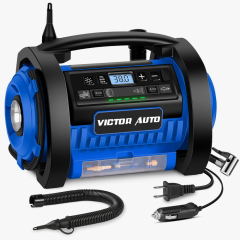 Victor Dual Power 120V AC/12V DC Portable Inflator/Deflator Tire Auto Air Compressor Pump with Digital Gauge,Made in Vietnam