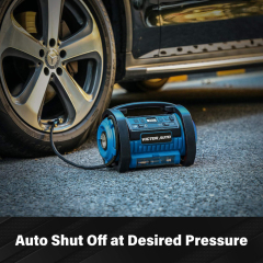 Victor Dual Power 120V AC/12V DC Portable Inflator/Deflator Tire Auto Air Compressor Pump with Digital Gauge,Made in Vietnam