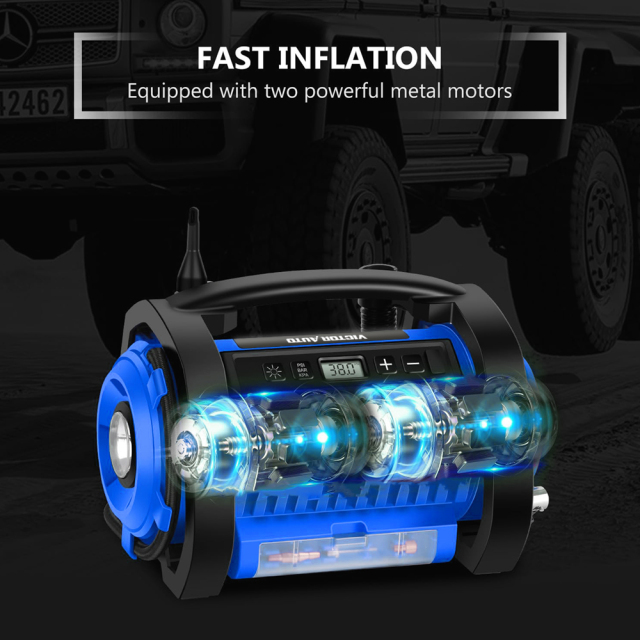 Victor Dual Power 20V/12V DC Cordless Digital Car Tire Inflator/Deflator Portable Air Compressor with Pressure Gauge,Made in Vietnam