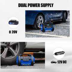 Victor Dual Power 20V/12V DC Cordless Digital Car Tire Inflator/Deflator Portable Air Compressor with Pressure Gauge,Made in Vietnam
